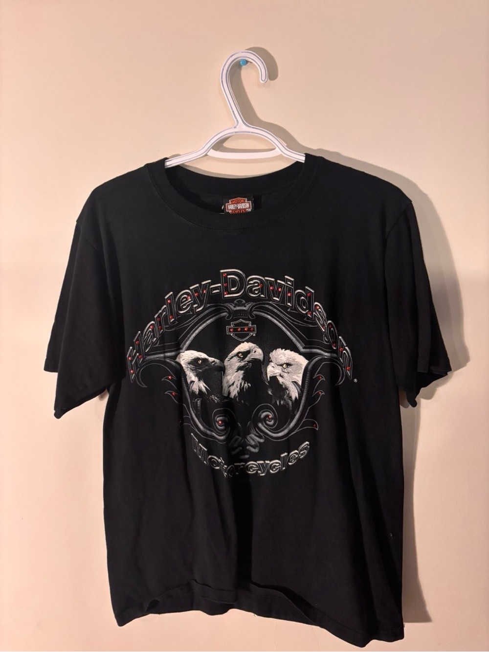 Harley-Davidson Black Short Sleeve Tee with Eagle Trio Graphic